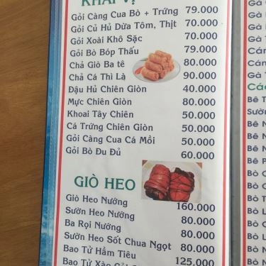 Thực đơn- Quán Ăn Út Minh - Bò 7 Món, Hải Sản & Lẩu