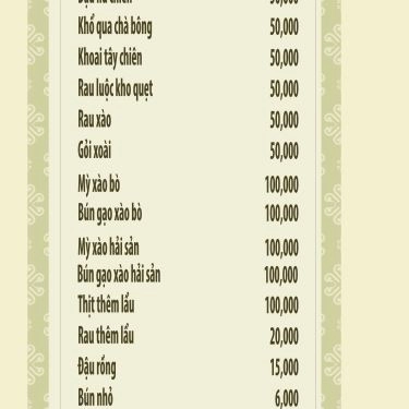 Thực đơn- Quán Ăn Bò 7 Món Bình Quới