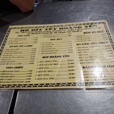 Thực đơn- Quán Ăn Bò Bit Tết Hoàng Yến