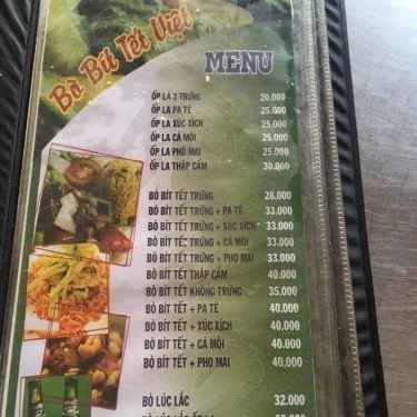 Thực đơn- Quán Ăn Bò Bít Tết Việt - Vừa Bổ Vừa No Không Lo Về Giá