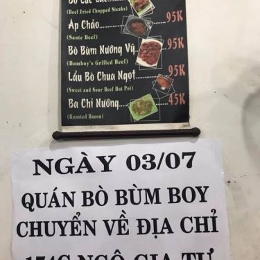 Thực đơn- Quán Ăn Bùm Boy - Bò & Cơm Tấm Sườn Que
