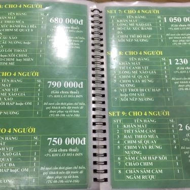 Thực đơn- Quán Ăn Bồ Câu Chiến Sĩ - Đặc Sản Chim Trời
