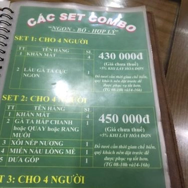 Thực đơn- Quán Ăn Bồ Câu Chiến Sĩ - Đặc Sản Chim Trời