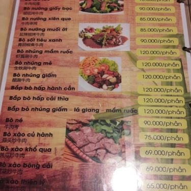 Thực đơn- Bờ Kè Quán - Quán Ăn Gia Đình