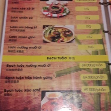 Thực đơn- Bờ Kè Quán - Quán Ăn Gia Đình