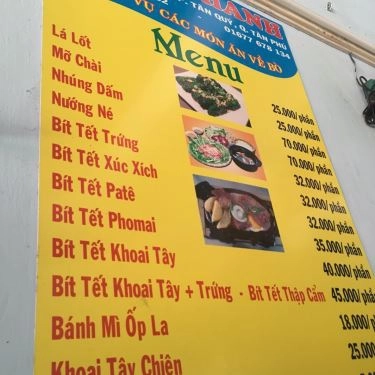 Thực đơn- Quán Ăn Quán Bò 2 Thanh - Bò Lá Lốt & Bít Tết