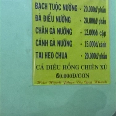 Thực đơn- Quán Ăn Bò Lá Lốt, Bò Mỡ Chài - Mai Hoa