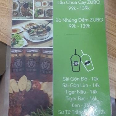 Thực đơn- Quán Ăn Bò Nầm Nướng Zubo - Lý Thường Kiệt