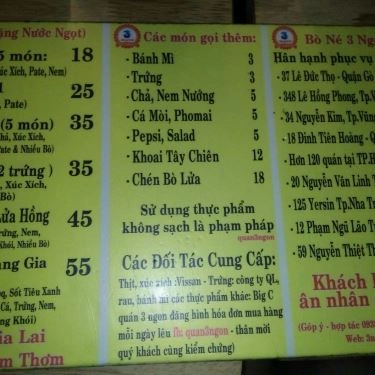 Thực đơn- Quán Ăn Bò Né 3 Ngon - Bò Quanh Lửa Hồng - 37 Lê Đức Thọ