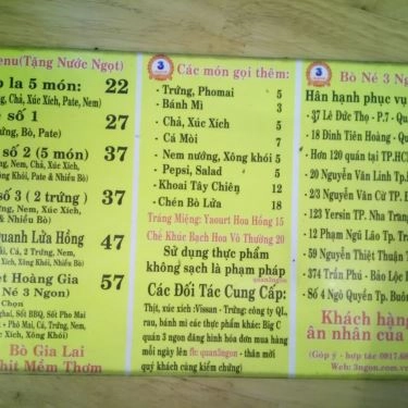 Thực đơn- Quán Ăn Bò Né 3 Ngon - Bò Quanh Lửa Hồng - 37 Lê Đức Thọ