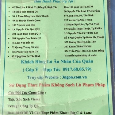 Thực đơn- Quán Ăn Bò Né 3 Ngon - 196 Tên Lửa