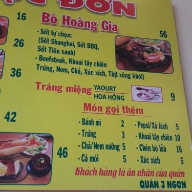 Thực đơn- Quán Ăn Bò Né 3 Ngon - Nguyễn Văn Linh