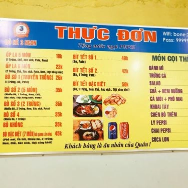 Thực đơn- Quán Ăn Bò Né 3 Ngon - 222 Đặng Văn Bi