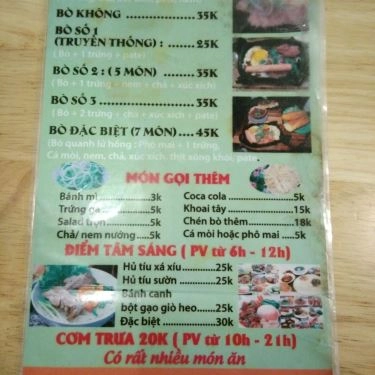 Thực đơn- Quán Ăn Bò Né 3 Ngon - Bò Quang Lửa Hồng - Đường Số 9A