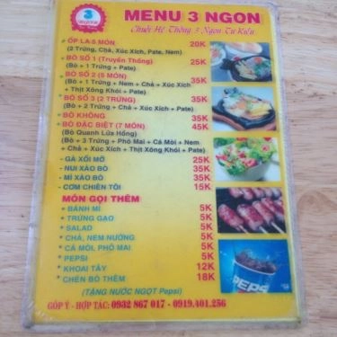 Thực đơn- Quán Ăn Bò Né 3 Ngon - Bò Quang Lửa Hồng - Đường Số 9A