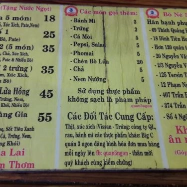 Thực đơn- Quán Ăn Bò Né 3 Ngon - Bò Quanh Lửa Hồng - Nguyễn Kiệm