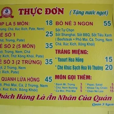 Thực đơn- Quán Ăn Bò Né 3 Ngon - Lê Văn Hiến