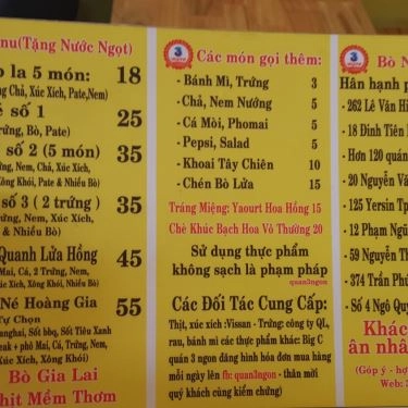 Thực đơn- Quán Ăn Bò Né 3 Ngon - Lê Văn Hiến