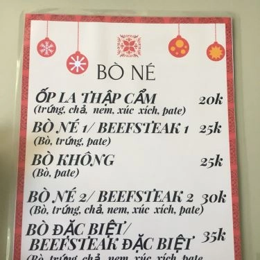 Thực đơn- Quán Ăn Bò Né 38 - Thống Nhất