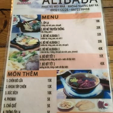 Thực đơn- Quán Ăn Bò Né Alibaba