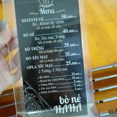 Thực đơn- Quán Ăn Bò Né Haha