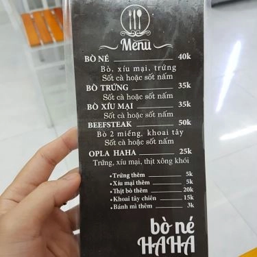Thực đơn- Quán Ăn Bò Né Haha