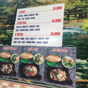 Thực đơn- Quán Ăn Bò Né Hùng Vương