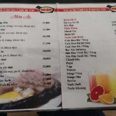 Thực đơn- Quán Ăn Bò Né Minh Hưng