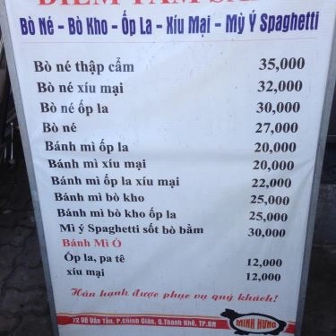 Thực đơn- Quán Ăn Bò Né Minh Hưng