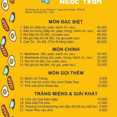 Thực đơn- Quán Ăn Bắp Bò Né & Beefsteak Ngọc Trâm