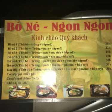 Thực đơn- Quán Ăn Bò Né Ngon Ngon - Tô Vĩnh Diện