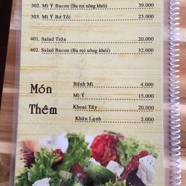 Thực đơn- Quán Ăn Bò Né Papa