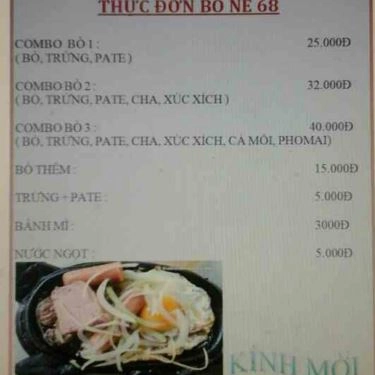 Thực đơn- Quán Ăn Bò Né Xào Bông Thiên Lý