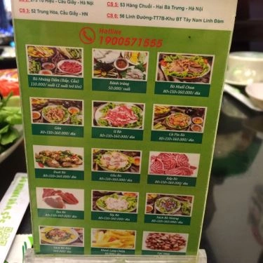 Thực đơn- Quán Ăn Bò Nhúng Dấm 555 - Trung Hòa