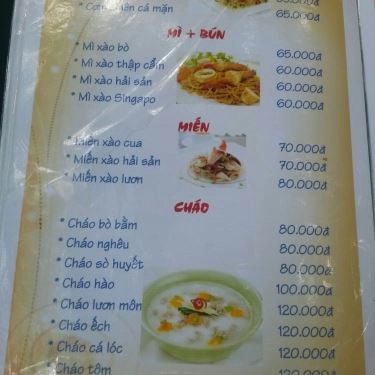 Thực đơn- Bờ Sông Tiếu Già - Quán Ăn Gia Đình