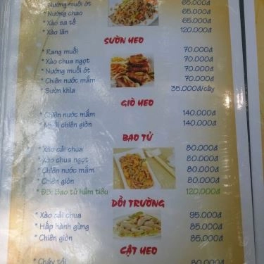 Thực đơn- Bờ Sông Tiếu Già - Quán Ăn Gia Đình
