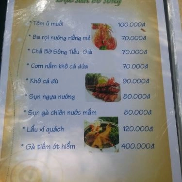 Thực đơn- Bờ Sông Tiếu Già - Quán Ăn Gia Đình