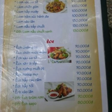 Thực đơn- Bờ Sông Tiếu Già - Quán Ăn Gia Đình