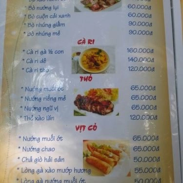 Thực đơn- Bờ Sông Tiếu Già - Quán Ăn Gia Đình