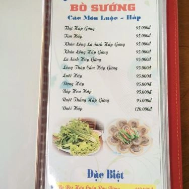 Thực đơn- Quán Ăn Bò Sướng - Chuyên Các Món Từ Thịt Bò