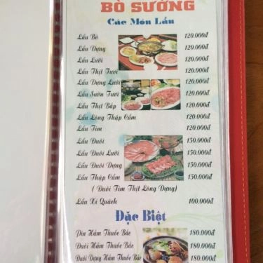 Thực đơn- Quán Ăn Bò Sướng - Chuyên Các Món Từ Thịt Bò