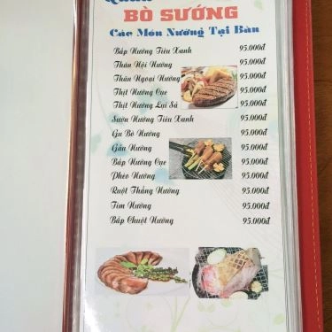 Thực đơn- Quán Ăn Bò Sướng - Chuyên Các Món Từ Thịt Bò