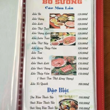 Thực đơn- Quán Ăn Bò Sướng - Chuyên Các Món Từ Thịt Bò