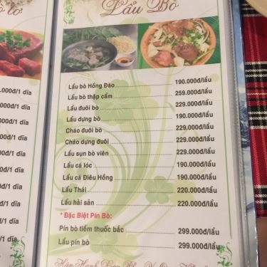 Thực đơn- Quán Ăn Bò Tơ Hồng Đào 2