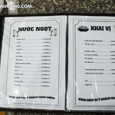 Thực đơn- Quán Ăn Bò Tơ Năm Khánh