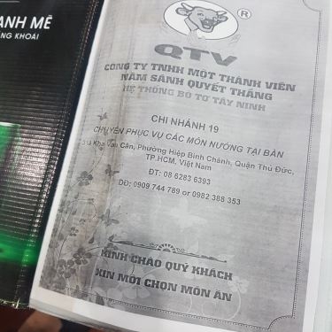 Thực đơn- Quán Ăn Bò Tơ Năm Sánh Quyết Thắng - Phạm Văn Đồng
