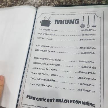 Thực đơn- Quán Ăn Bò Tơ Năm Sánh Quyết Thắng - Phạm Văn Đồng