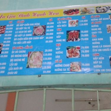 Thực đơn- Quán Ăn Hạnh Hoa Quán - Phan Văn Đối