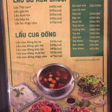 Thực đơn- Quán Ăn Bò Tơ Quán Mộc