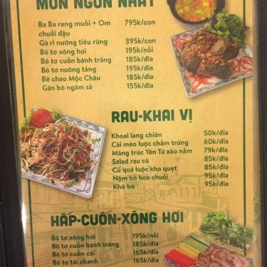 Thực đơn- Quán Ăn Bò Tơ Quán Mộc